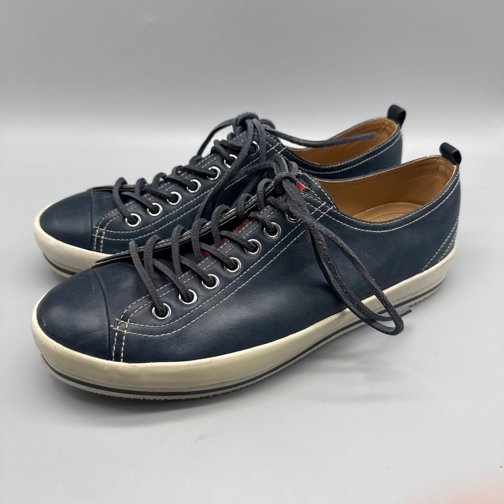 Prada Sneakers Mens 7 Navy Blue Leather Low Top Lace Up EUC